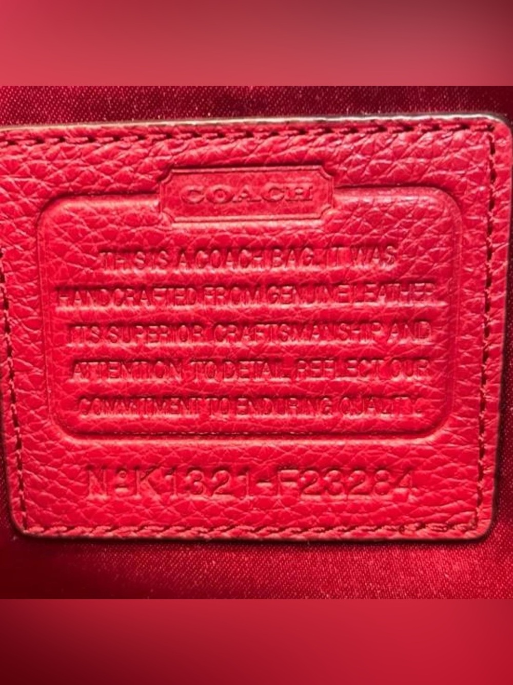 Coach Park Leather Carrie Tote F23284 Red Pebbled Leather Shoulder Bag - Picture 7 of 7